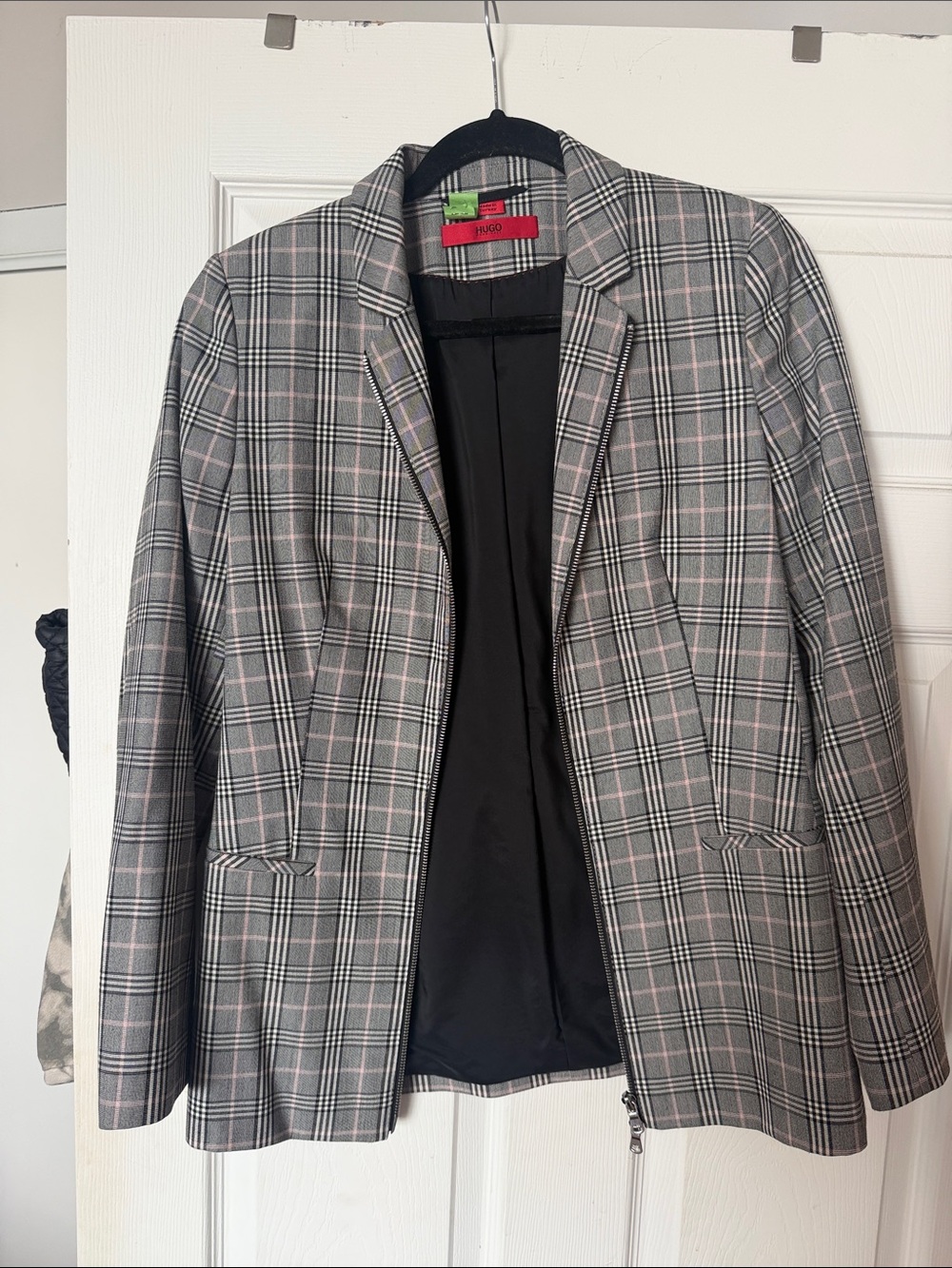 HUGO Gray Plaid Blazer with Pink Windowpane